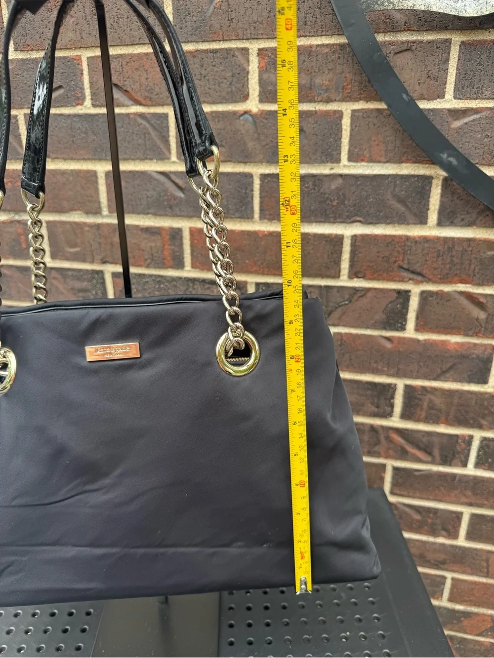 Kate Spade Lindenwood Elena Black Nylon Chain Tote WKRU1319